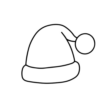 Vector Santa Claus Hat outline icon doodle sketchのイラスト素材