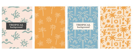 Palm Tree Tropical Summer Backgrounds Collectionのイラスト素材