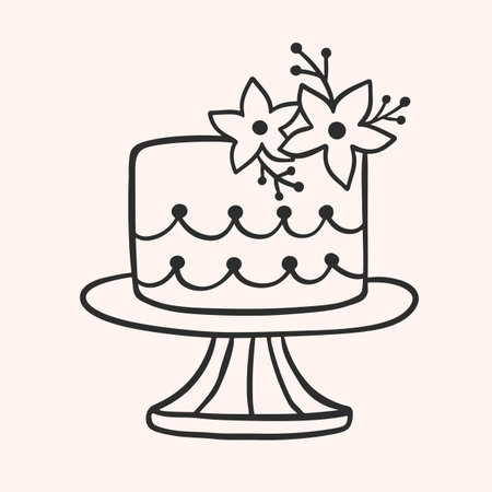 Minimal wedding cake stand icon with floral decor