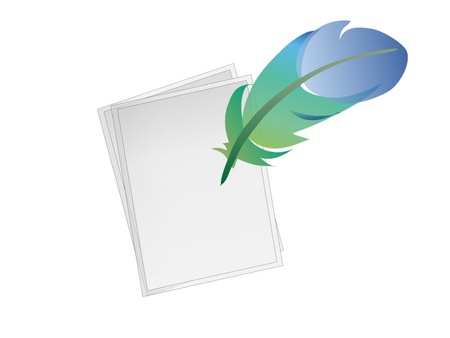 Feather and papers drawn by illustratorのイラスト素材