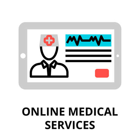 Modern flat editable line design vector illustration, concept of online medical services icon, for graphic and web designのイラスト素材