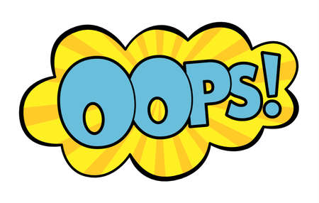 Oops speech bubble in retro style. Vector illustration isolated on white backgroundのイラスト素材