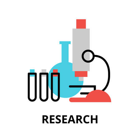 Research icon, flat thin line vector illustration, for graphic and web designのイラスト素材