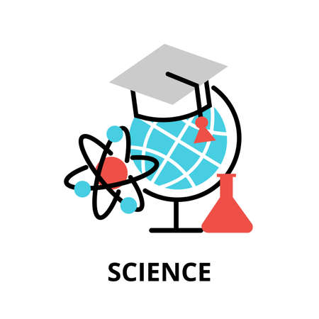 Science icon, flat thin line vector illustration, for graphic and web designのイラスト素材