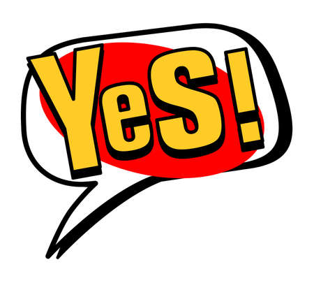 Yes! speech bubble in retro style. Vector illustration isolated on white backgroundのイラスト素材