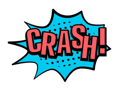 Crash! speech bubble in retro style. Vector illustration isolated on white backgroundのイラスト素材