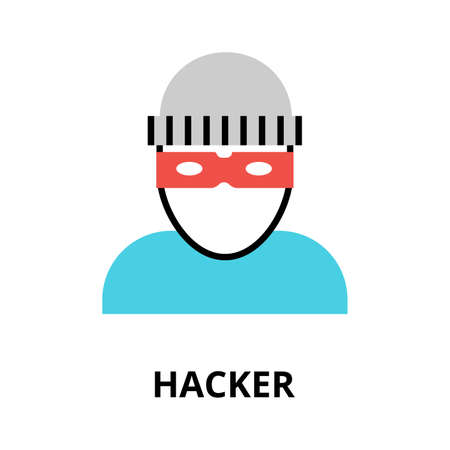 Modern flat design vector illustration, hacker icon, for graphic and web designのイラスト素材