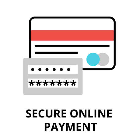Modern flat design vector illustration, secure online payment icon, for graphic and web designのイラスト素材
