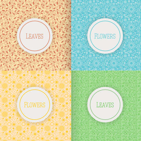 Set of patterns with flowers and leaves, illustration, for web and graphic designのイラスト素材