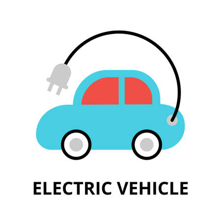 Modern flat editable vector line icon of future technology - electric vehicle, for graphic and web designのイラスト素材