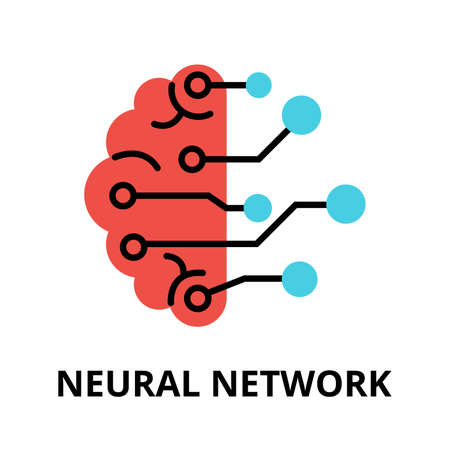 Modern flat editable vector line icon of future technology - neural network, for graphic and web designのイラスト素材
