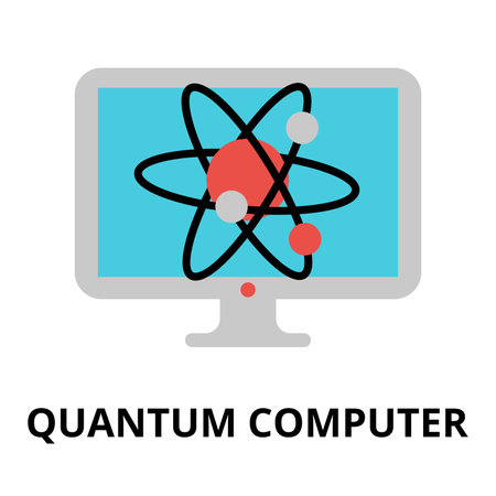 Modern flat editable vector line icon of future technology - quantum computer, for graphic and web...