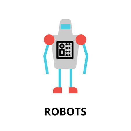 Modern flat editable line icon of future technology - robots, for graphic and web designのイラスト素材