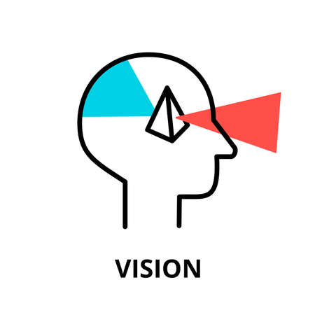 Human Vision icon, flat thin line vector illustration, for graphic and web designのイラスト素材