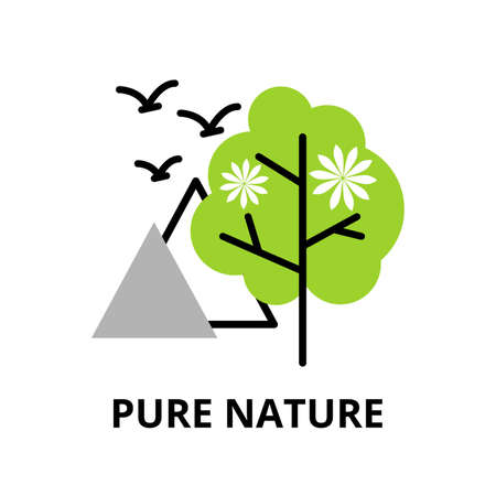 Modern flat thin line design icon, vector illustration, infographic concept of pure nature and environmental protection for graphic and web designのイラスト素材