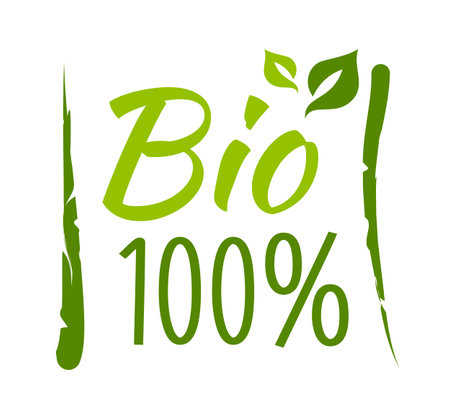 Bio 100% sticker, vector illustration for graphic and web design.のイラスト素材