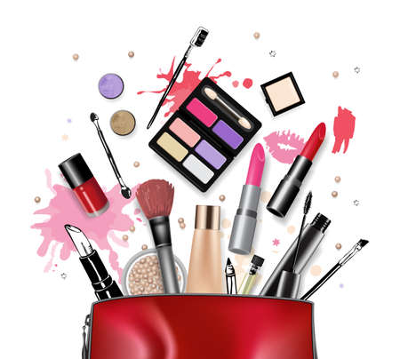 Cosmetics set, hand drawn style vector illustrationのイラスト素材