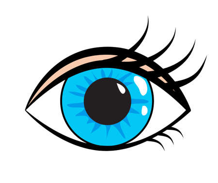 Eye sticker of 80s retro comic style. Vector illustration isolated on white backgroundのイラスト素材