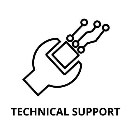 Modern editable line vector illustration, technical support icon, for graphic and web designのイラスト素材