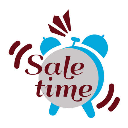 Sale time label, flat vector illustration for graphic and web designのイラスト素材