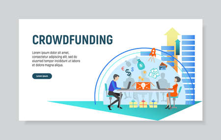 Creative website template of web page for crowdfunding, vector illustrationのイラスト素材