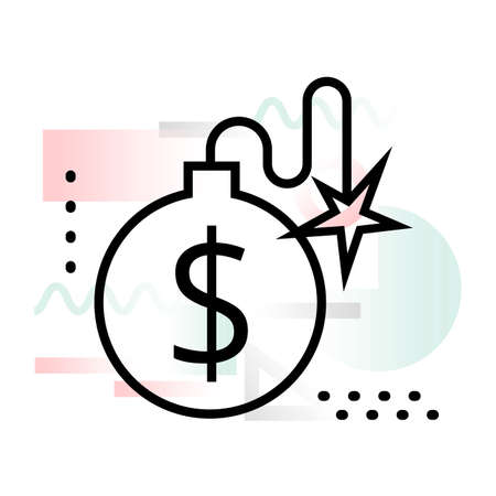 Concept icon of business bomb with abstract background, modern thin line design vector illustration for graphic and web designのイラスト素材