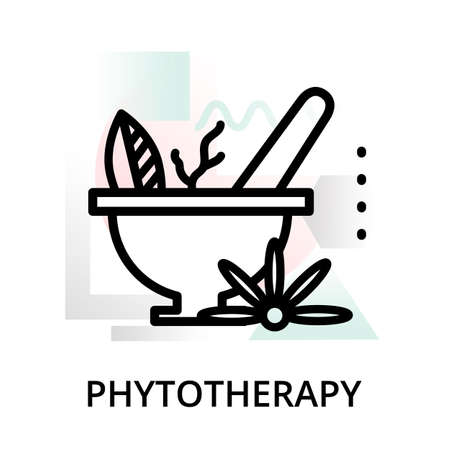 Modern flat editable line design vector illustration, concept of phytotherapy icon on abstract background, for graphic and web designのイラスト素材