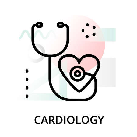 Modern flat editable line design vector illustration, concept of cardiology icon on abstract background, for graphic and web designのイラスト素材