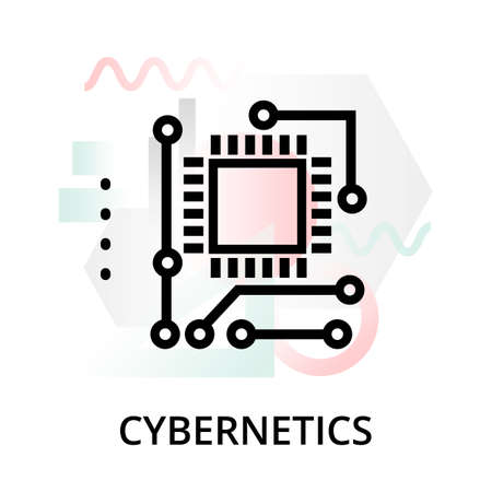 Cybernetics concept icon on abstract background from science icons set, for graphic and web design, modern editable line vector illustrationのイラスト素材