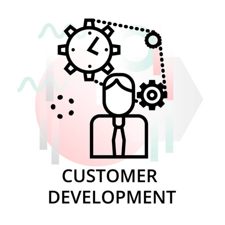 Customer development icon on abstract background from startup set, modern editable line vector illustration, for graphic and web designのイラスト素材