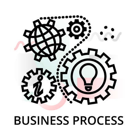Business process icon on abstract background from startup set, modern editable line vector illustration, for graphic and web designのイラスト素材