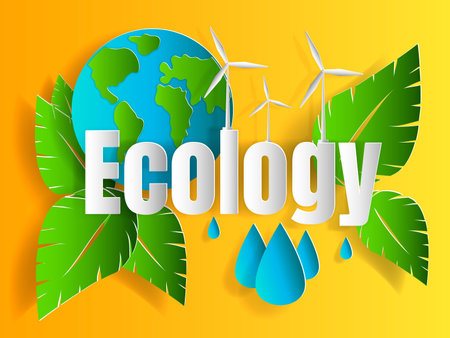 Concept of ecology problem with word and generation and saving green energy for graphic and web...