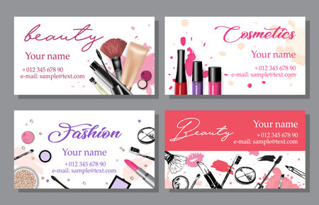 Set of cosmetics sale banners and ads templates, hand drawn style vector illustrationのイラスト素材
