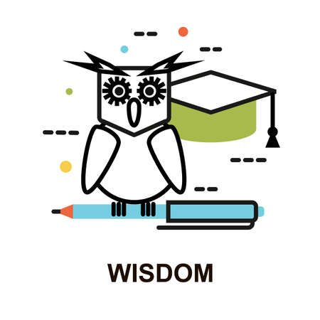 Modern flat line design vector illustration, concept of wisdom for graphic and web designのイラスト素材