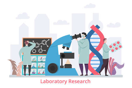 Concept of Laboratory Research, flat design vector illustrationのイラスト素材