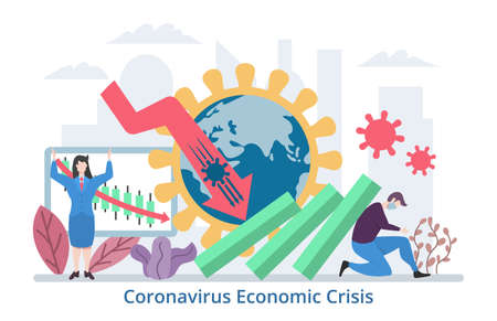 Coronavirus Economic Crisis concept, modern flat design vector illustrationのイラスト素材