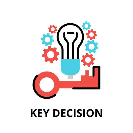 Concept of Key Decision icon, modern flat thin line design vector illustration, for graphic and web designのイラスト素材