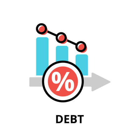 Concept of Debt icon, modern flat thin line design vector illustration, for graphic and web designのイラスト素材