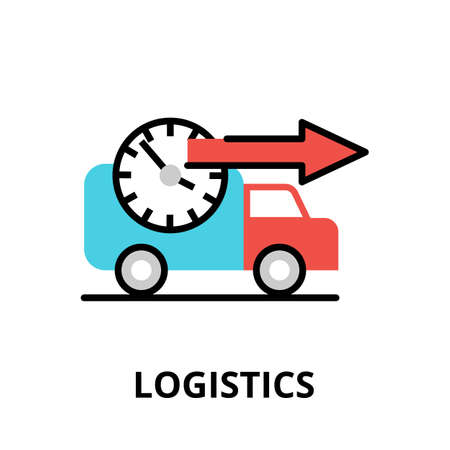 Concept of Logistics icon, modern flat thin line design vector illustration, for graphic and web designのイラスト素材