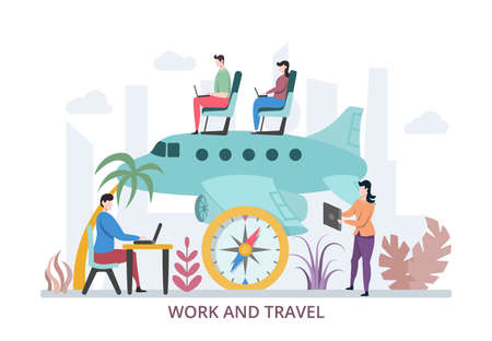 Concept of work and travel, modern flat design vector illustration, for graphic and web designのイラスト素材