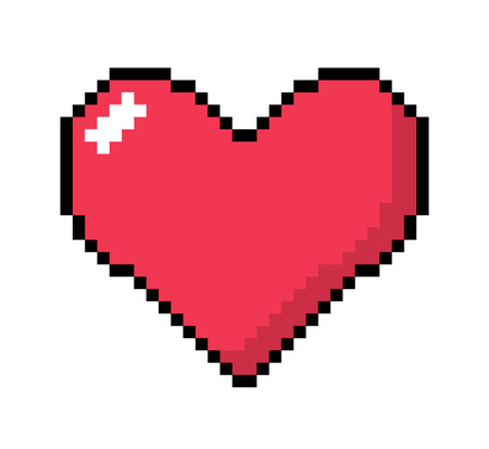 Red Heart emoticon symbol, pixel art design vector illustration