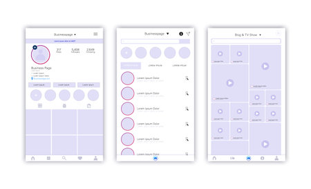 Set of Photo and Video Applications web page templates, modern user interface and content mockup for...