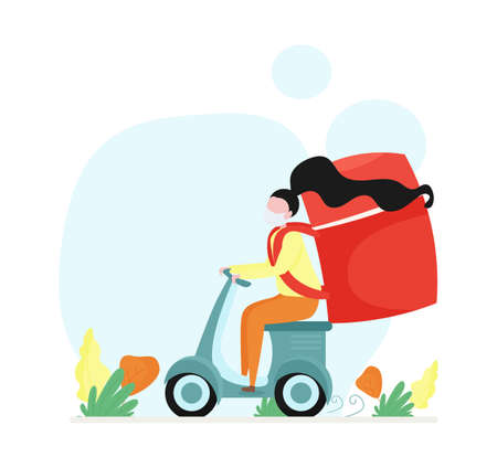 Food Delivery Service concept, flat design vector illustration close-upのイラスト素材