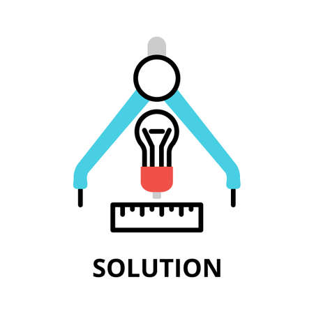 Concept of Solution icon, modern flat thin line design vector illustration, for graphic and web designのイラスト素材