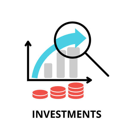 Concept of Investments icon, modern flat thin line design vector illustration, for graphic and web designのイラスト素材