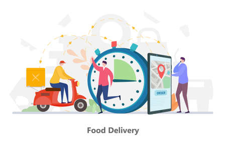 Concept of Food Delivery Service, flat design vector illustration, for graphic and web designのイラスト素材
