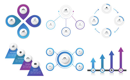 Business data visualization, infographic concepts, vector illustration on white backgroundのイラスト素材