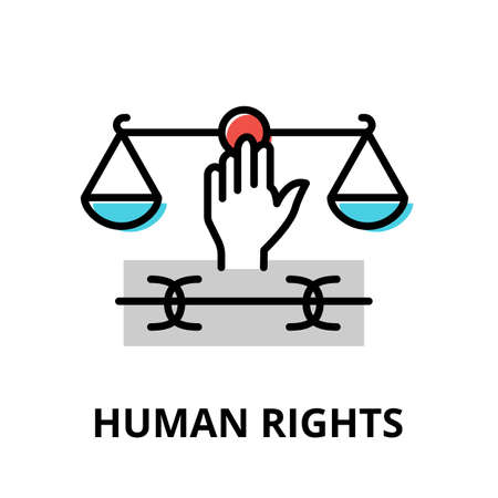 Human Rights icon concept, politics collection, flat line vector illustrationのイラスト素材