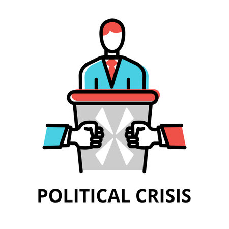 Political Crisis icon concept, politics collection, flat line vector illustrationのイラスト素材