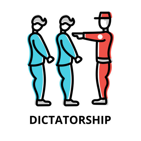 Dictatorship icon concept, politics collection, flat line vector illustrationのイラスト素材